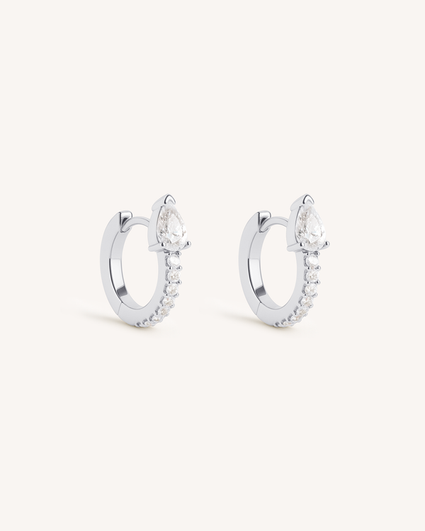 Teardrop Pavé Huggie Hoops