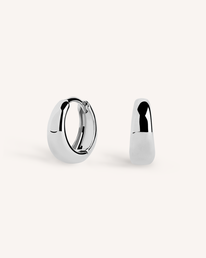 silver chunky teardrop hoops #color_silver