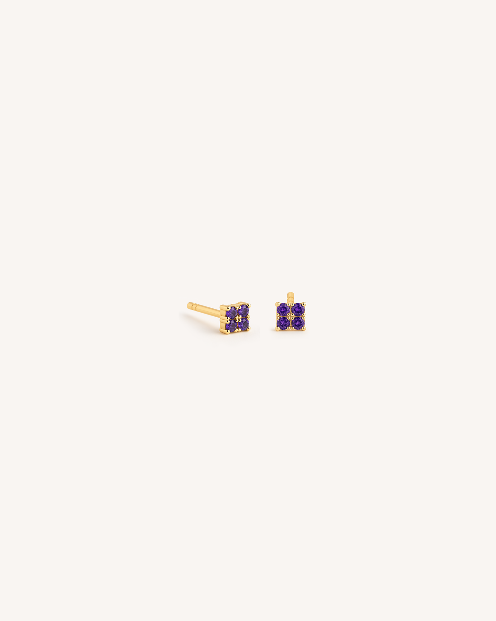 Tetra Studs in Gold — Amethyst