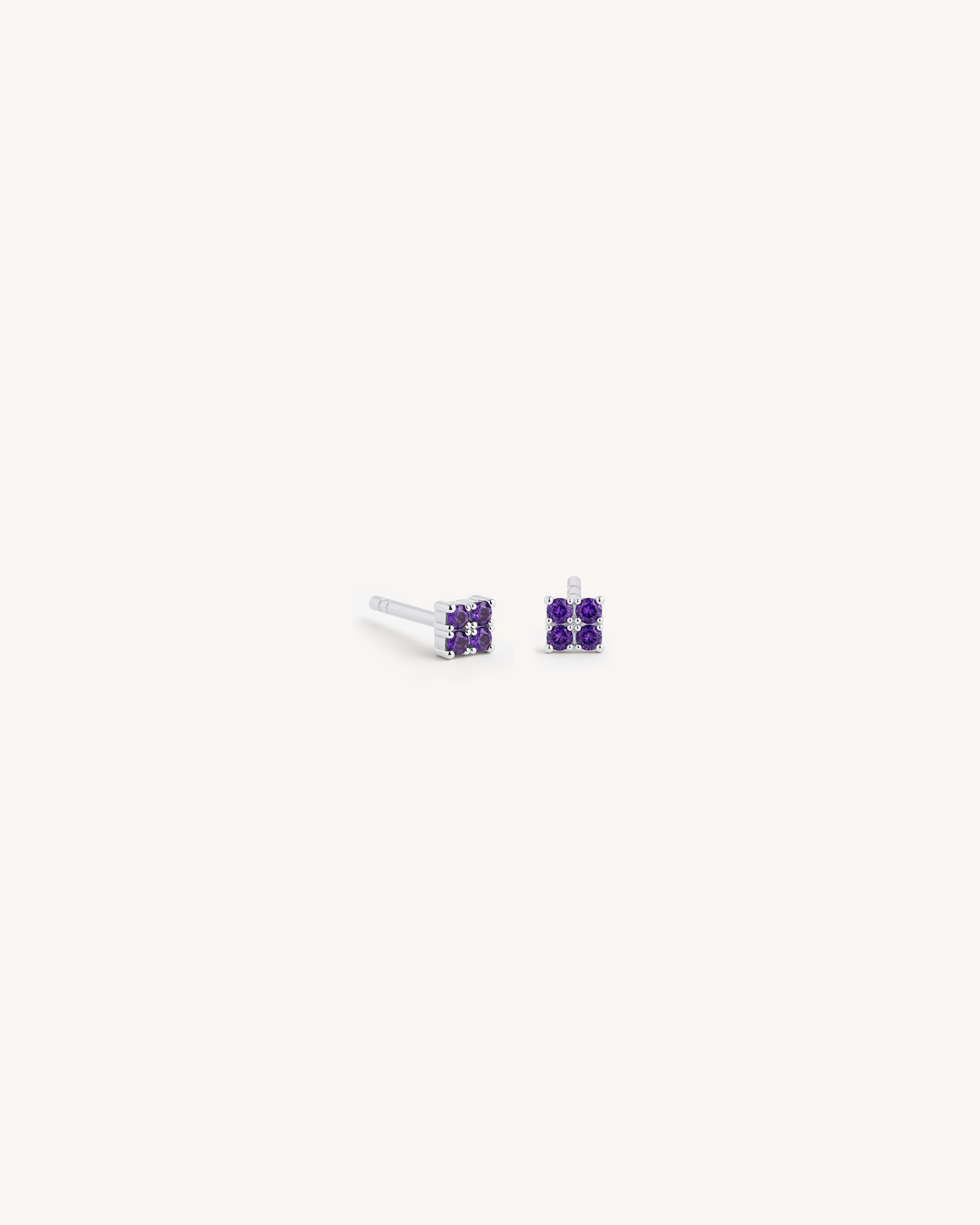 Tetra Studs in Silver — Amethyst