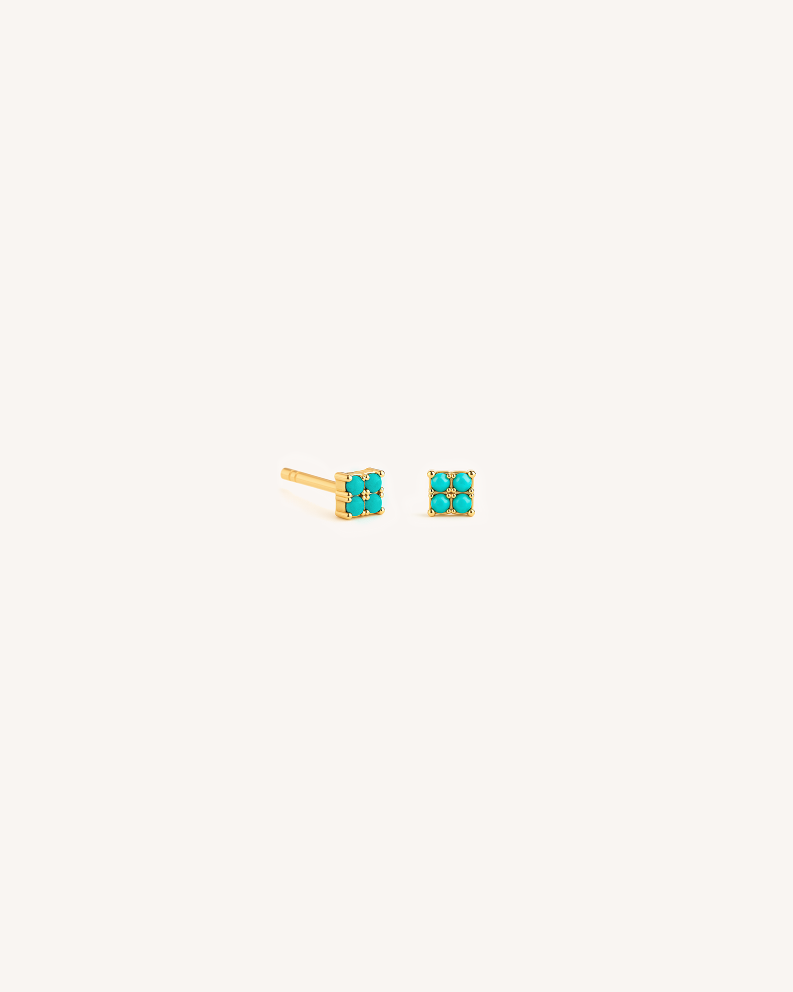 Tetra Studs in Gold — Turquoise