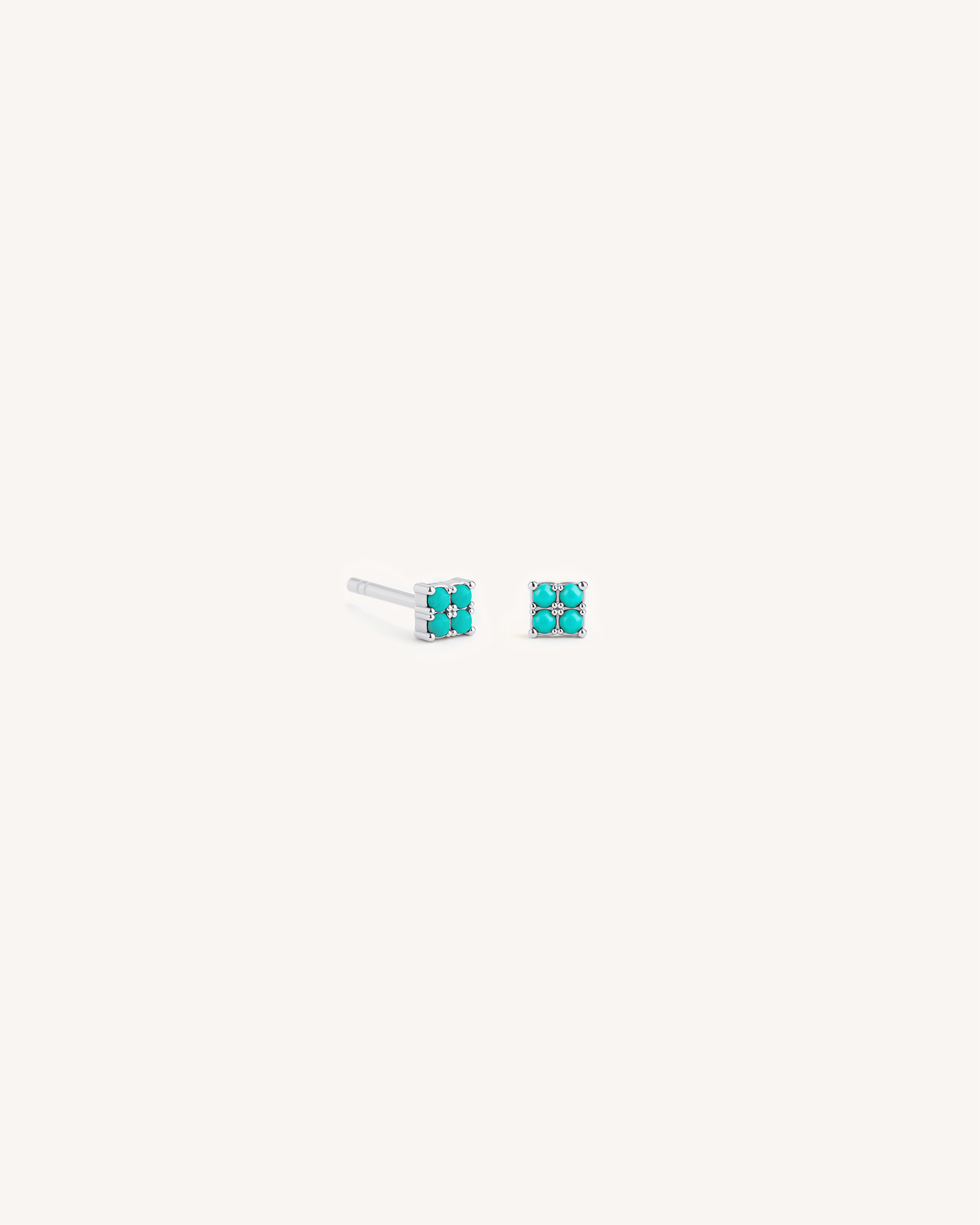 Tetra Studs in Silver — Turquoise