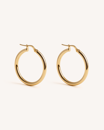 Thick Big Hoops in Gold