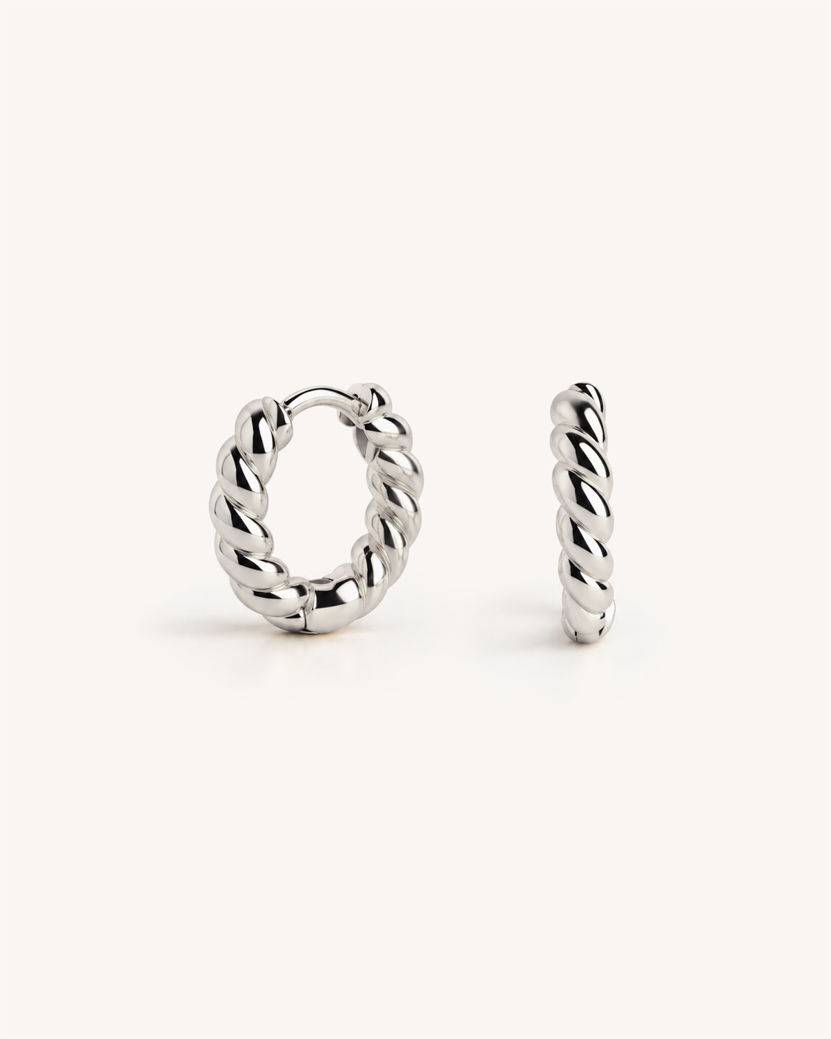 Thick Braid Hoops in 925 Sterling Silver