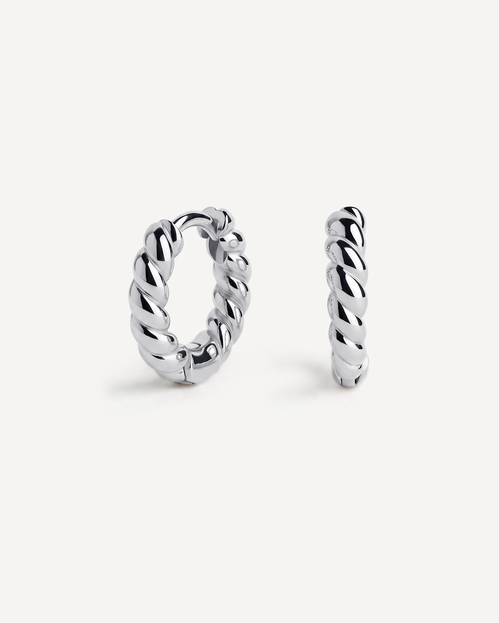 Thick Braid Hoops in Silver