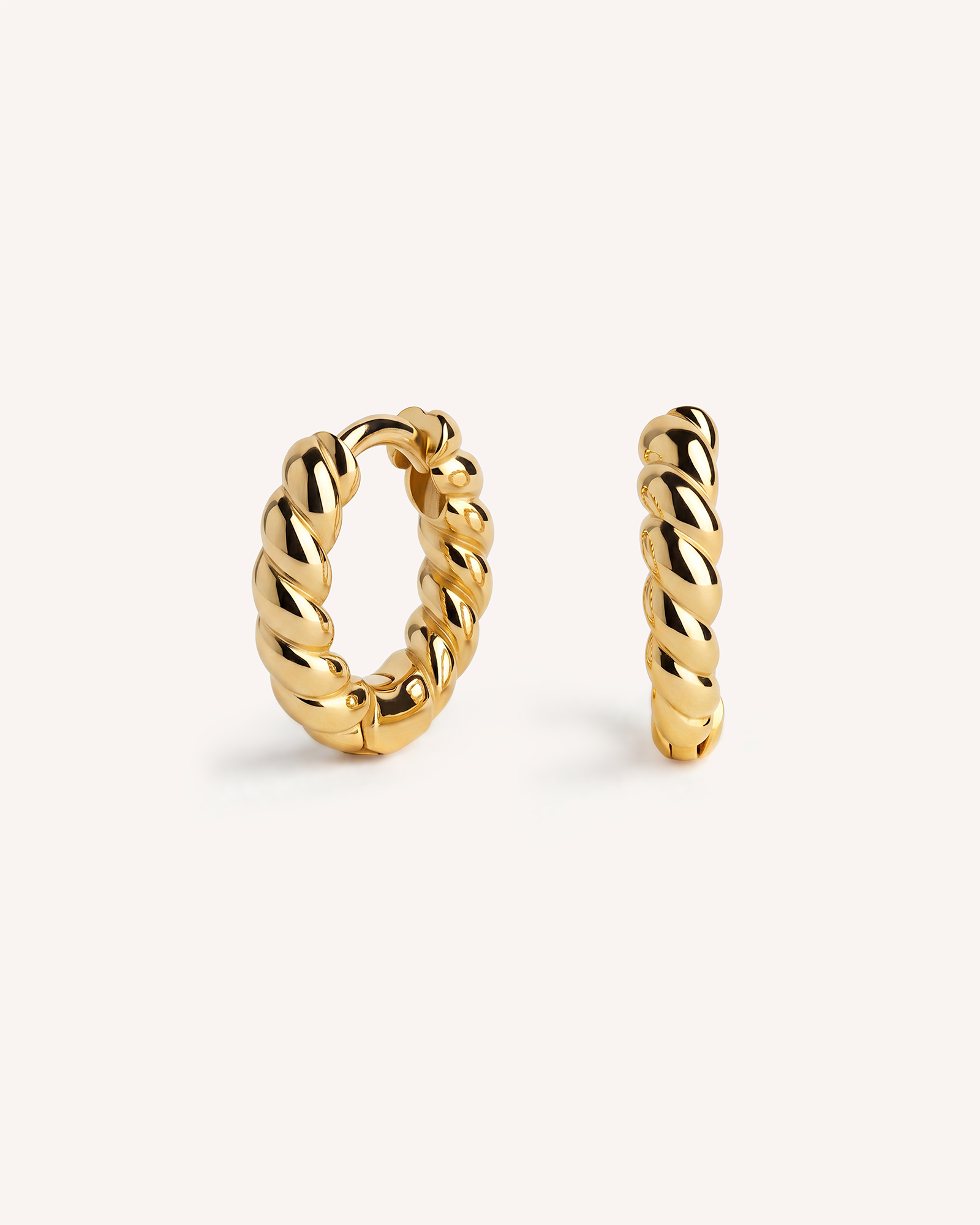 Thick Braid Hoops in Gold