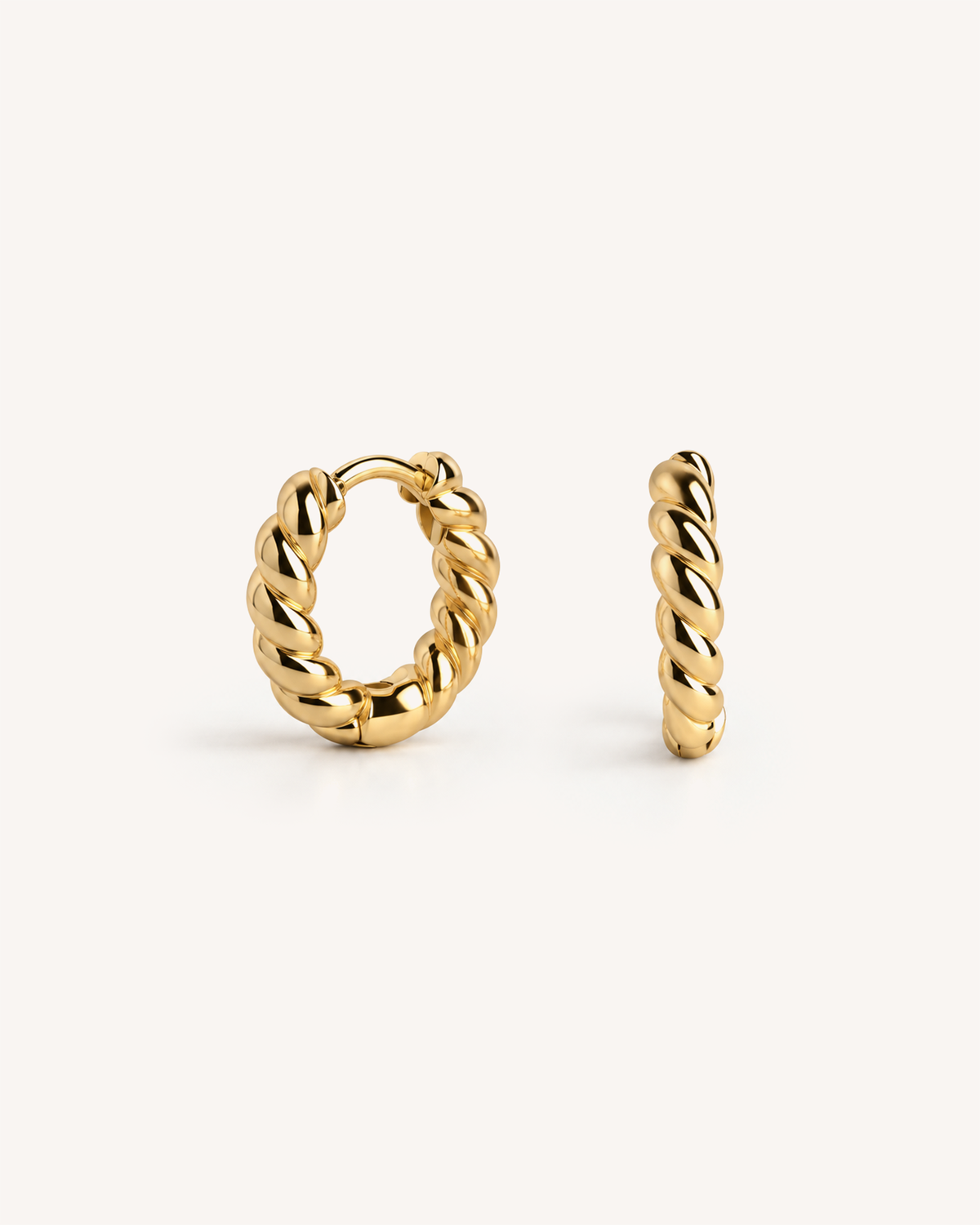 Thick Braid Hoops in 18k Gold over Sterling Silver