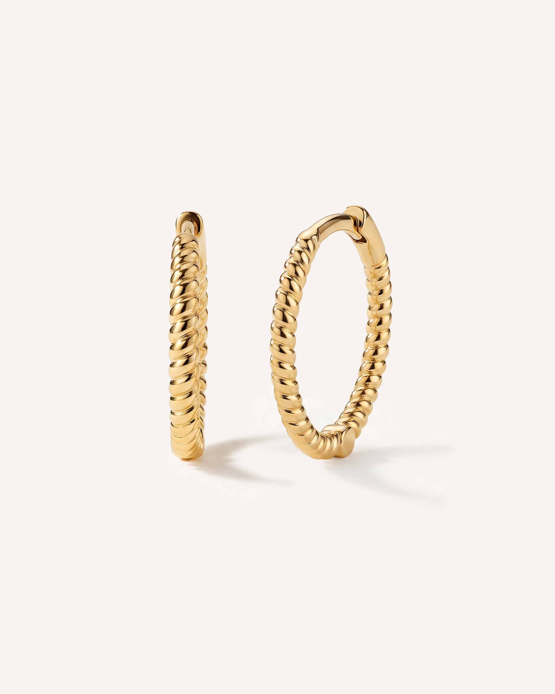 Thin Braid Hoops 12mm in Gold