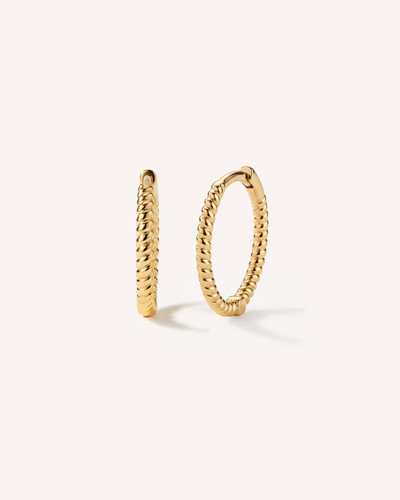Thin Braid Hoops 10mm in Gold
