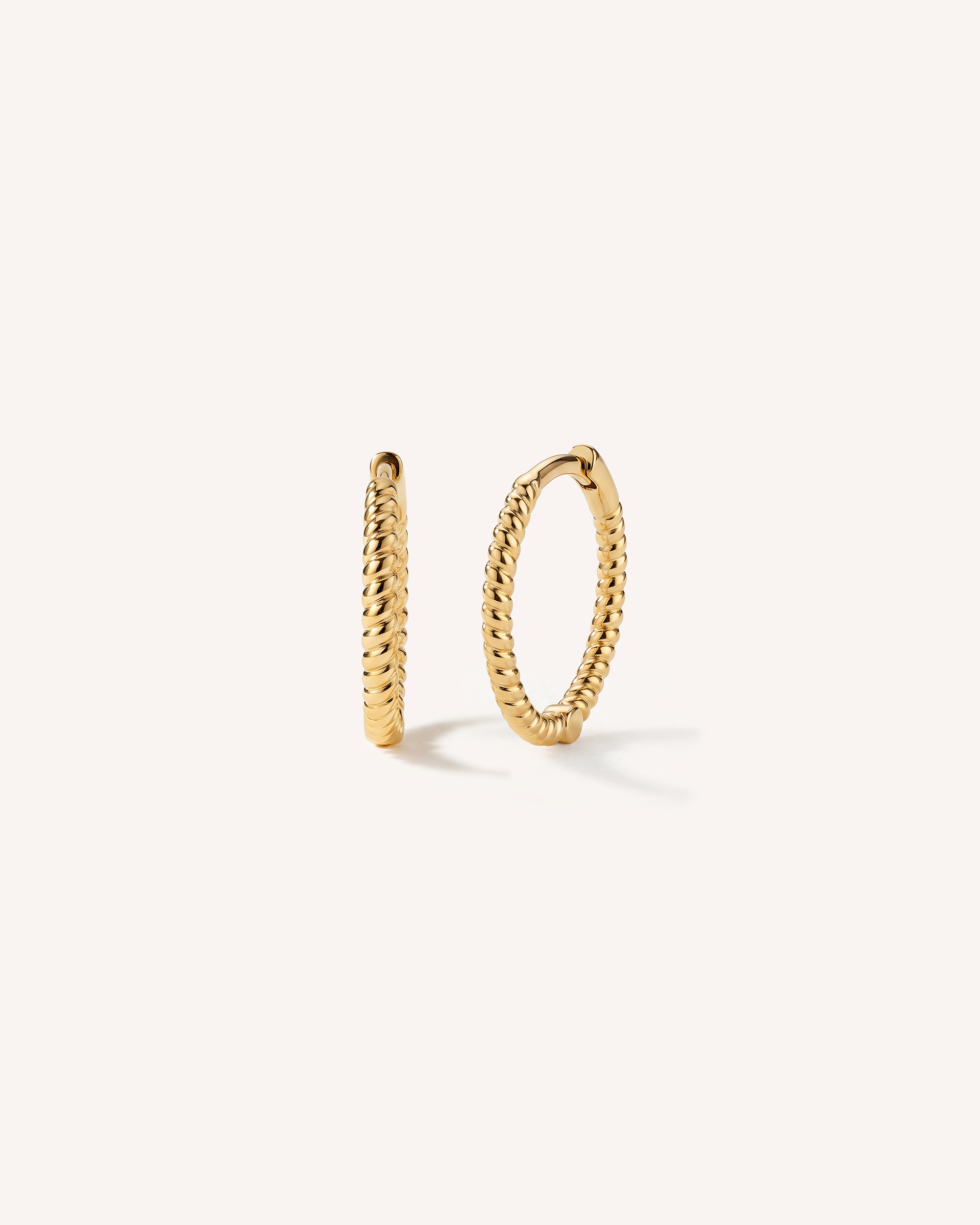 Thin Braid Hoops 8mm in Gold
