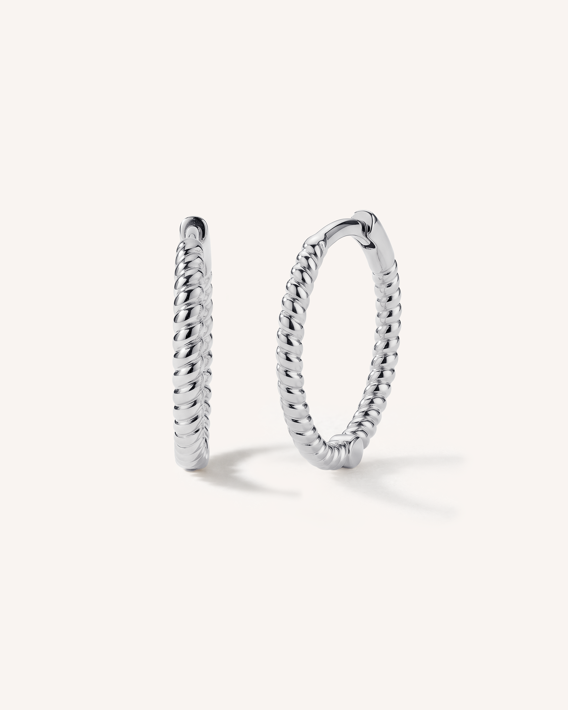 Thin Braid Hoops 12mm in Silver