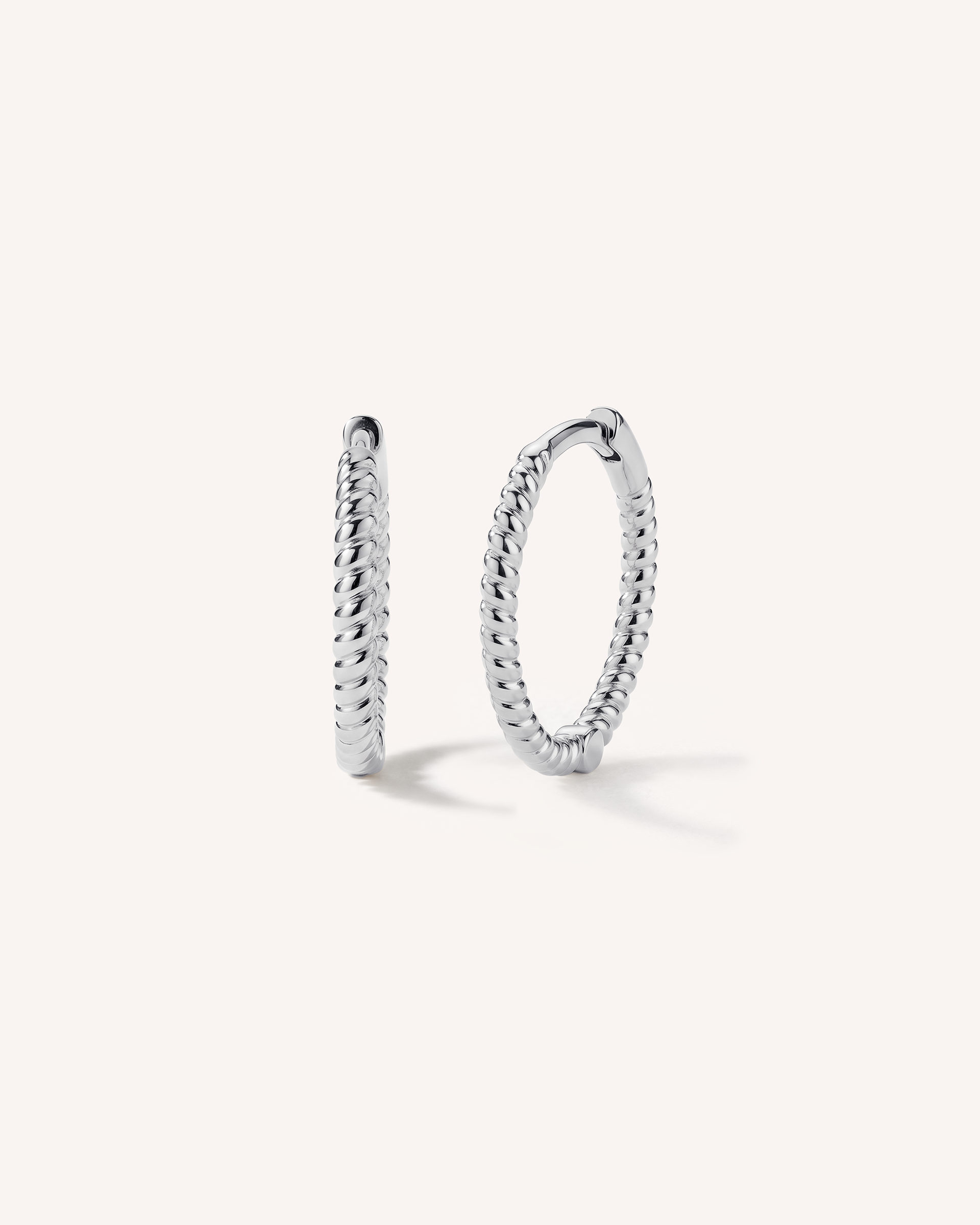 Thin Braid Hoops 10mm in Silver