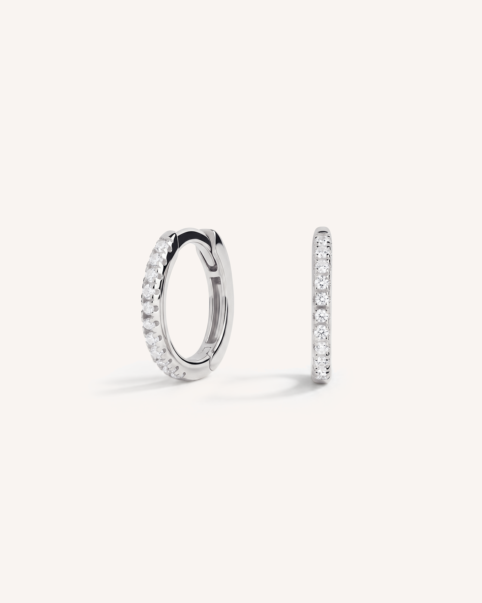 Small Pave Hoops in Silver
