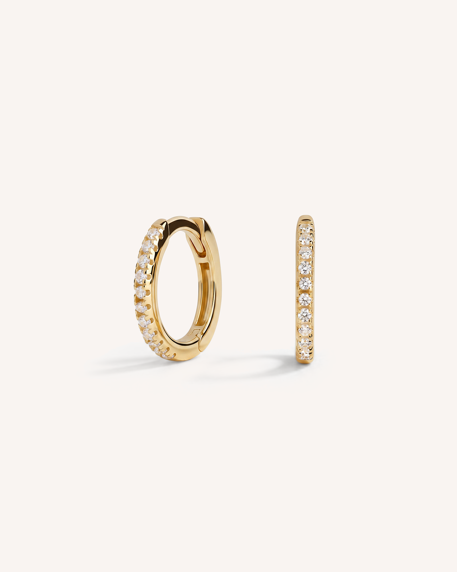 Small Pave Hoops in Gold
