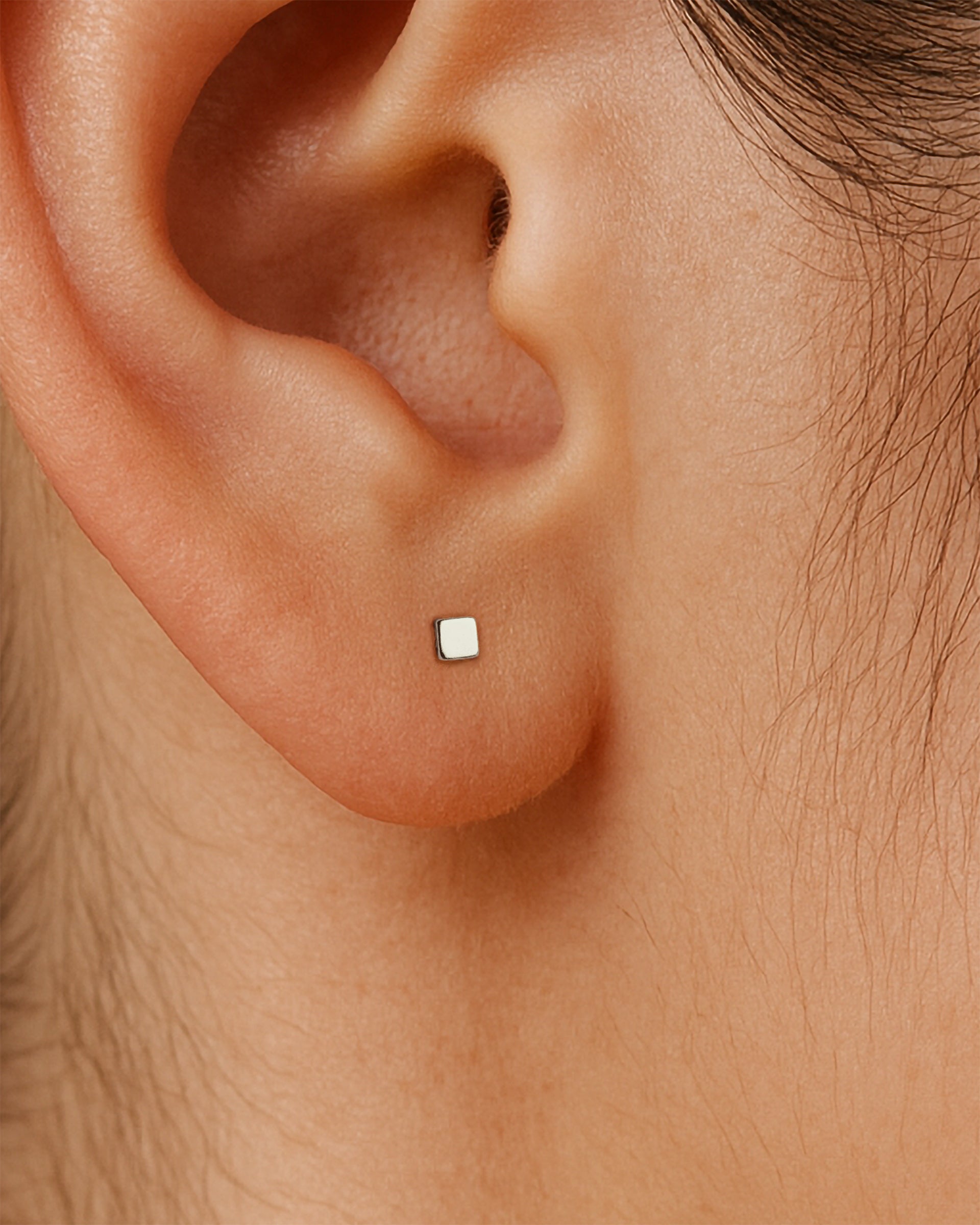 Tiny Square Studs in Silver — alternate view
