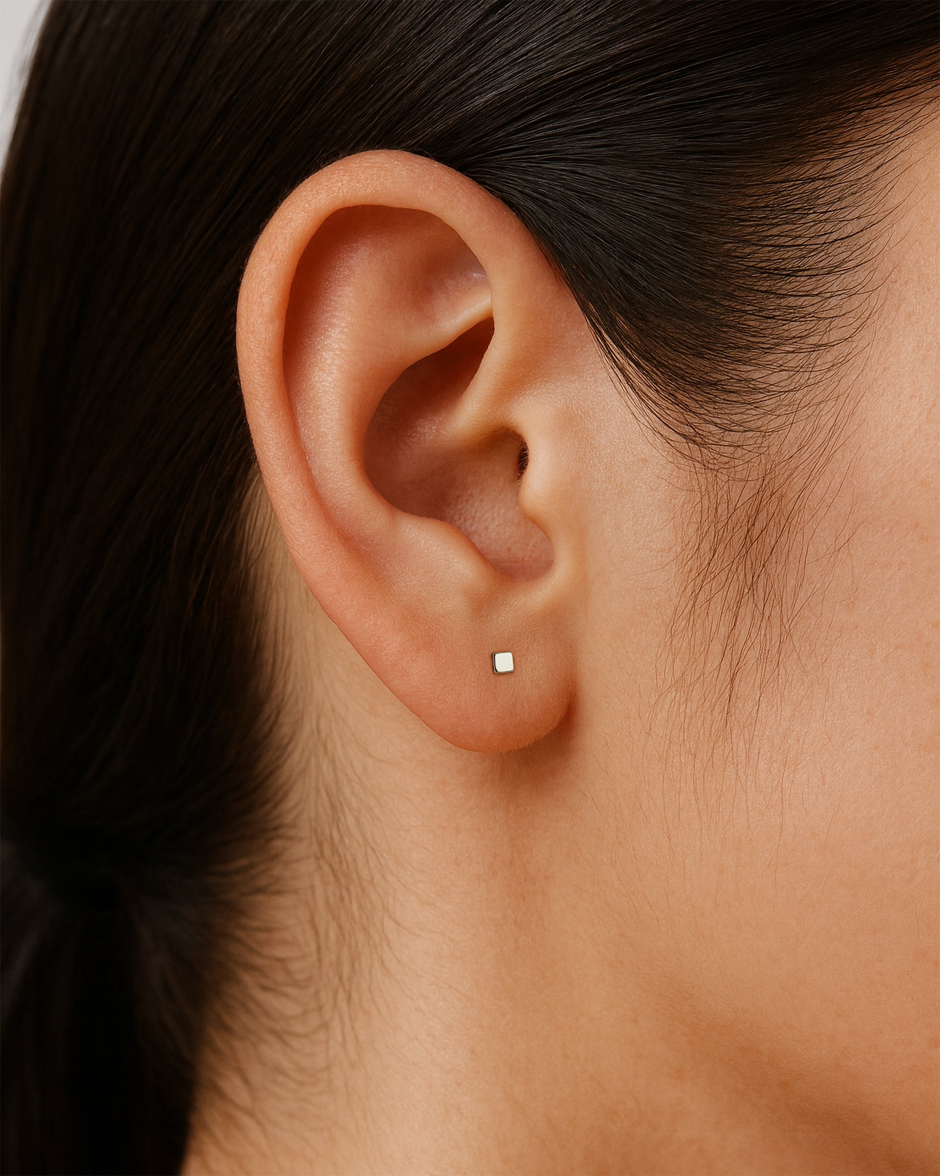 Tiny Square Studs in Silver — alternate view