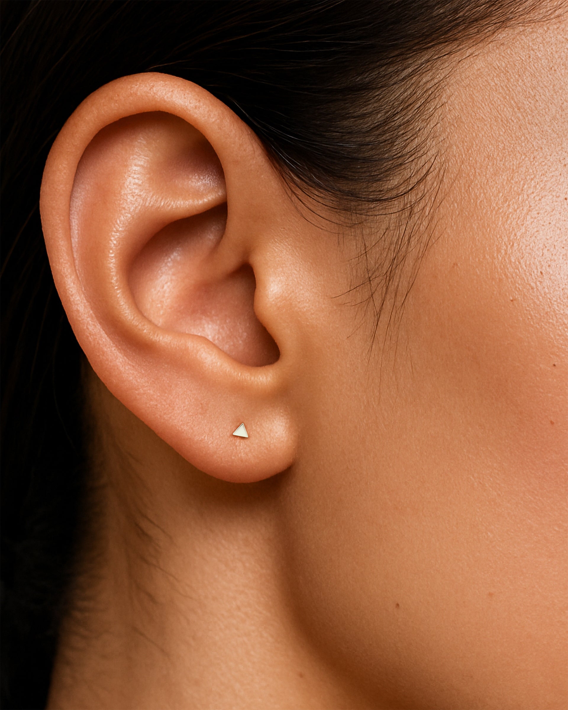 Tiny Triangle Studs in Silver — alternate view