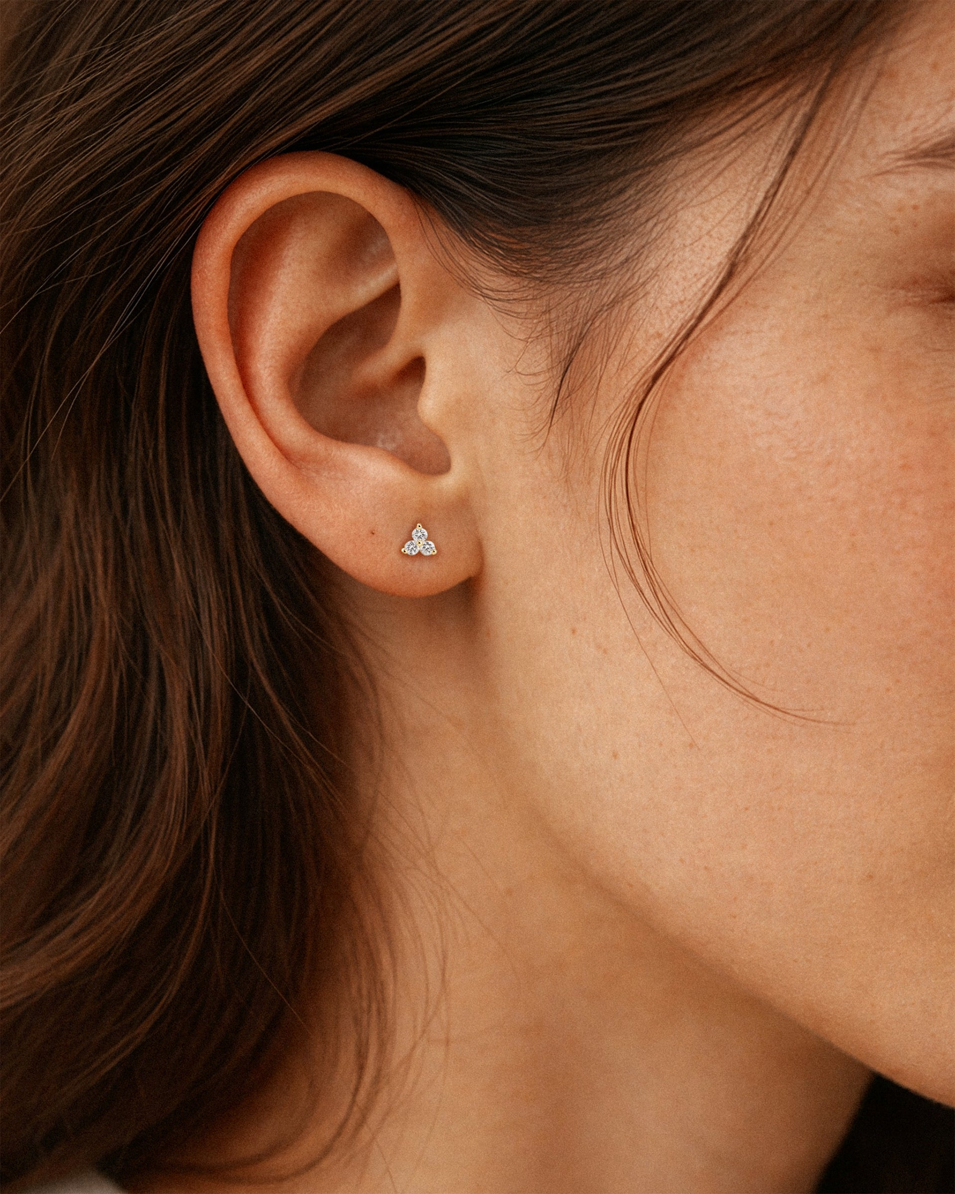 Trinity Studs in Gold — alternate view