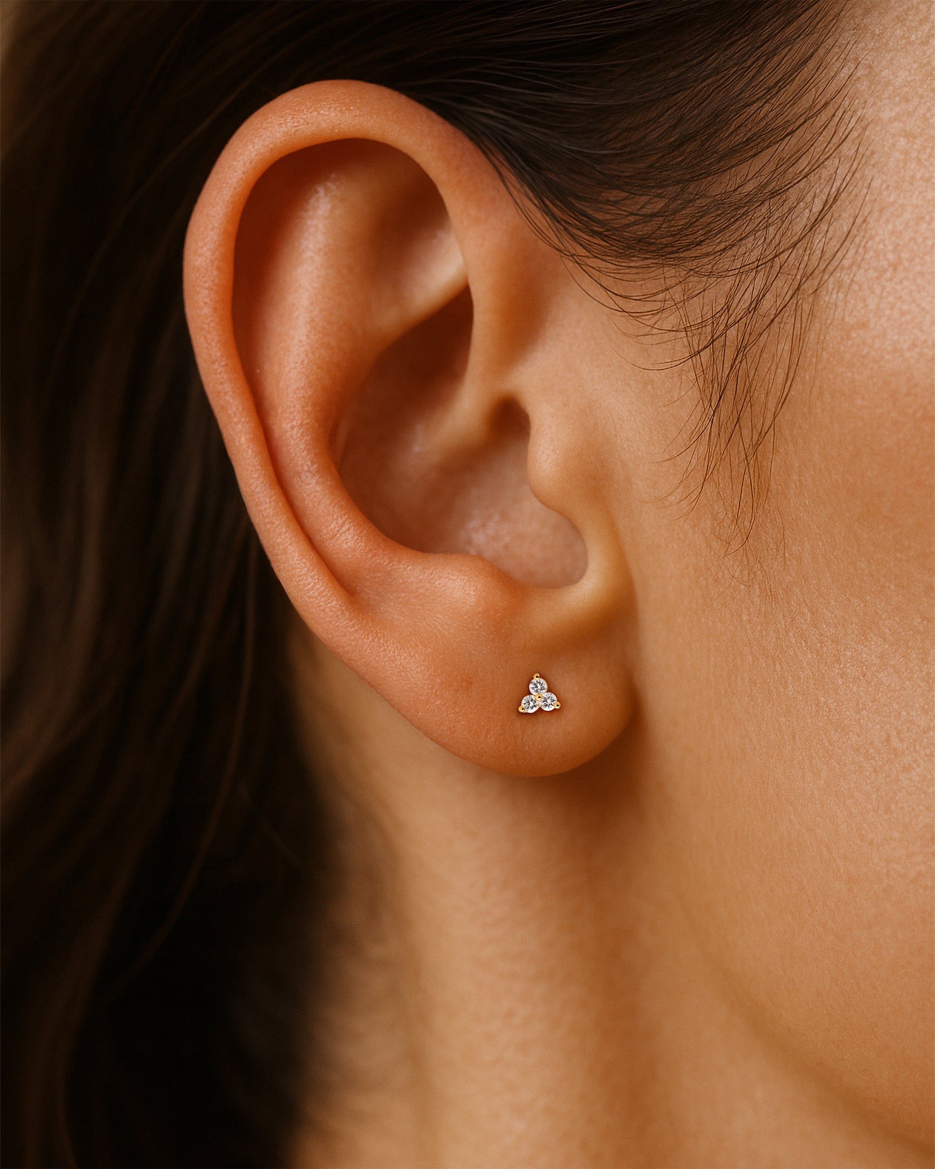 Trinity Studs in Gold — alternate view