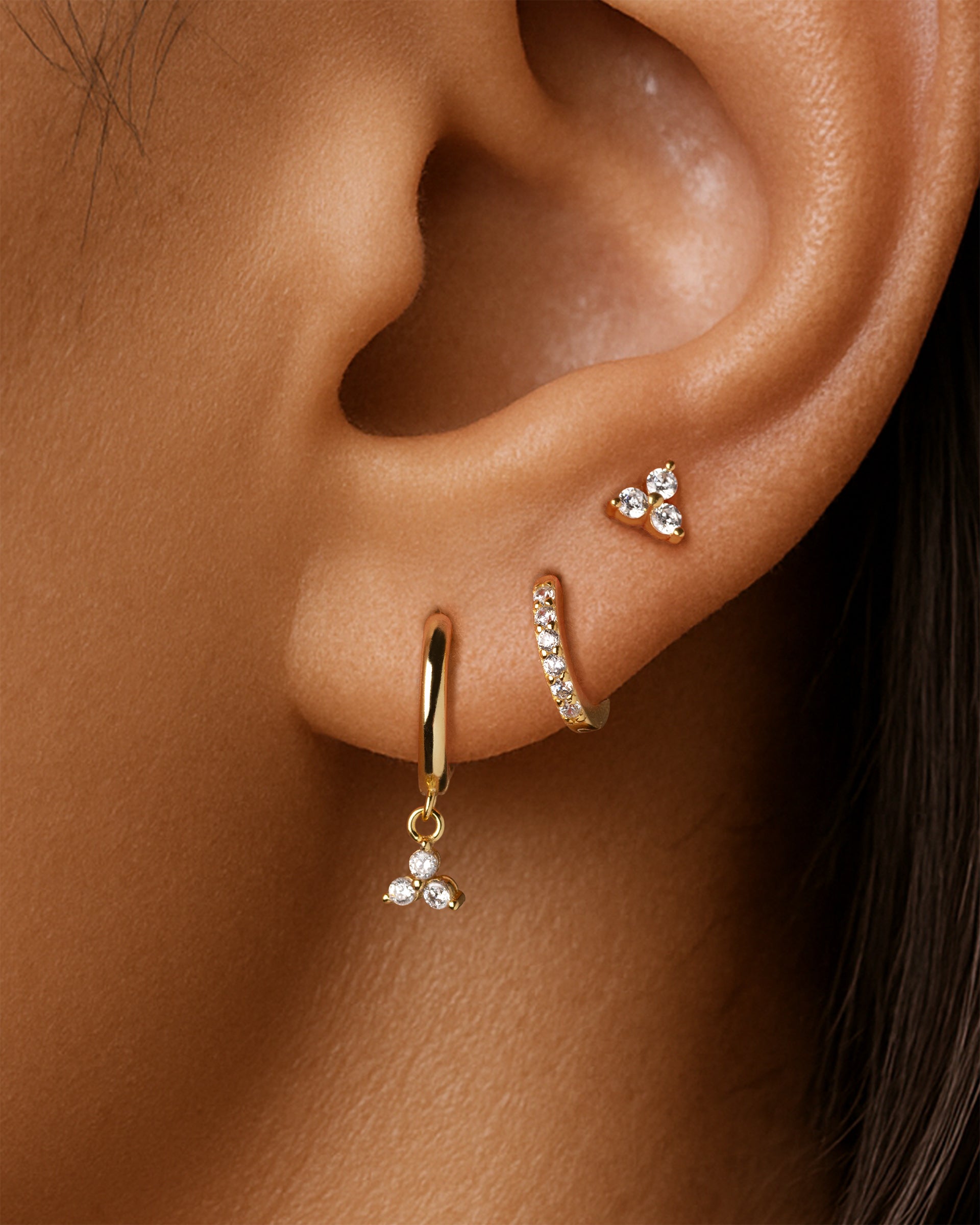 Trinity Studs in Gold — alternate view