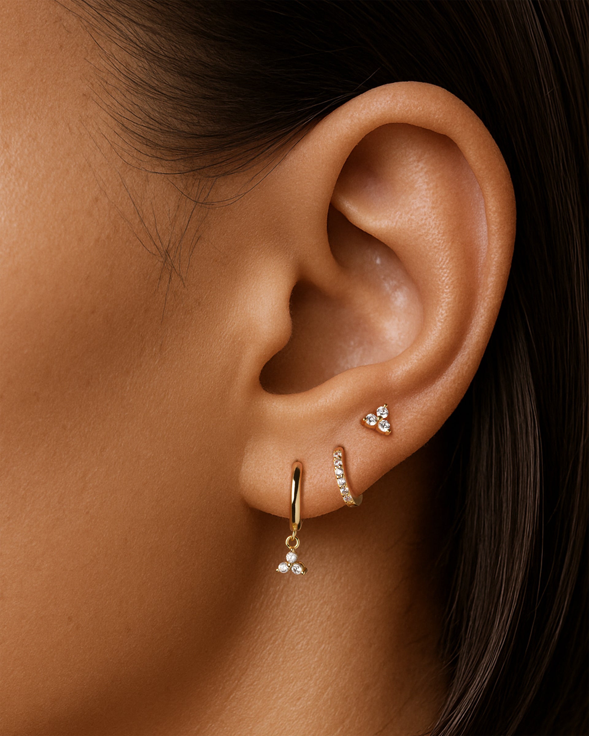 Trinity Studs in Gold — alternate view