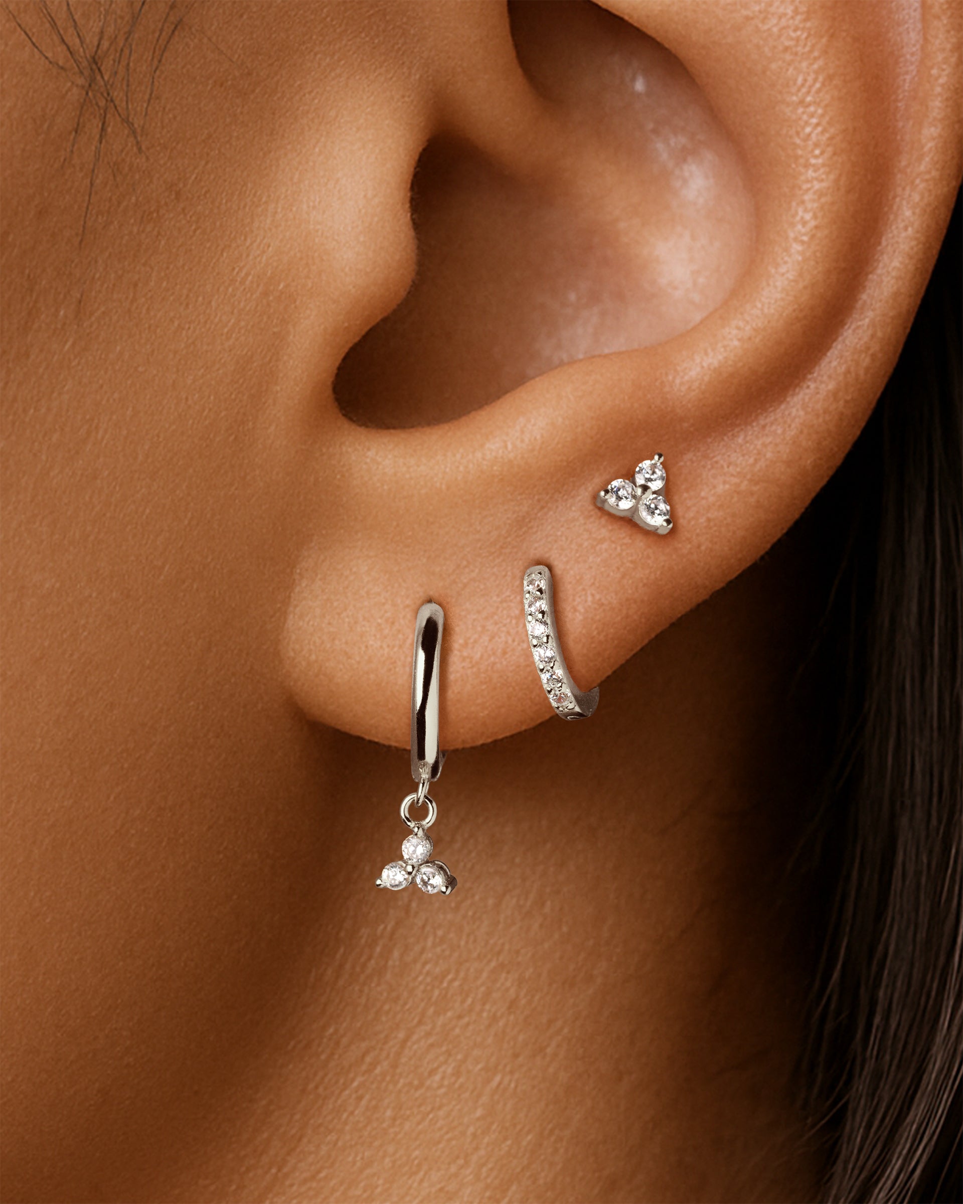 Trinity Studs in Silver — alternate view