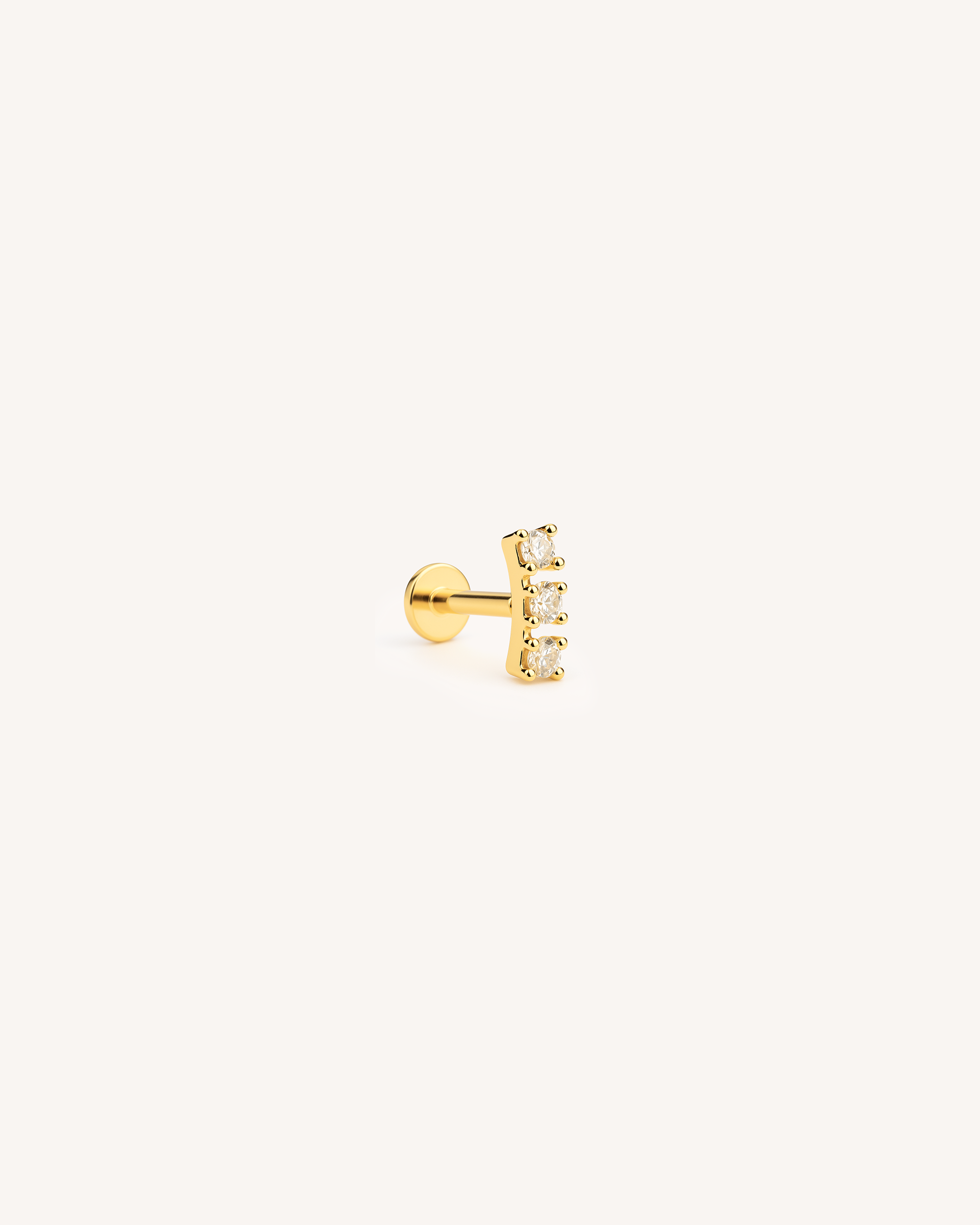 Triple Crystal Labret Stud in Gold