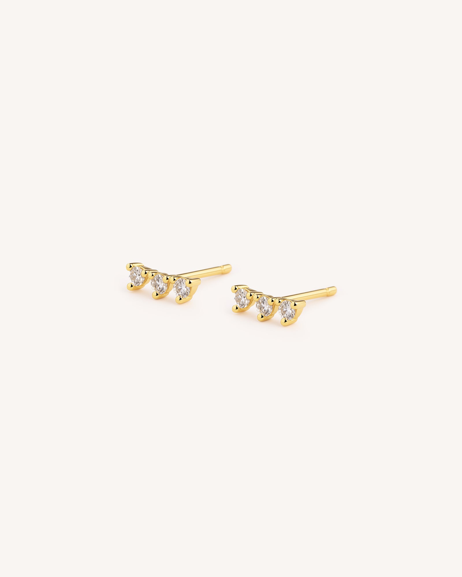 Three Crystal Studs in Gold