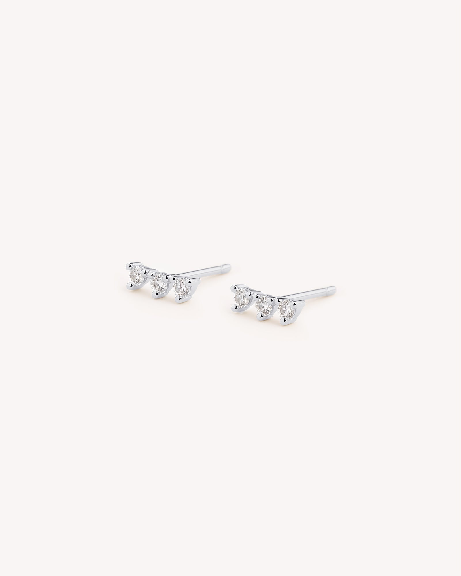 Three Crystal Studs in Silver