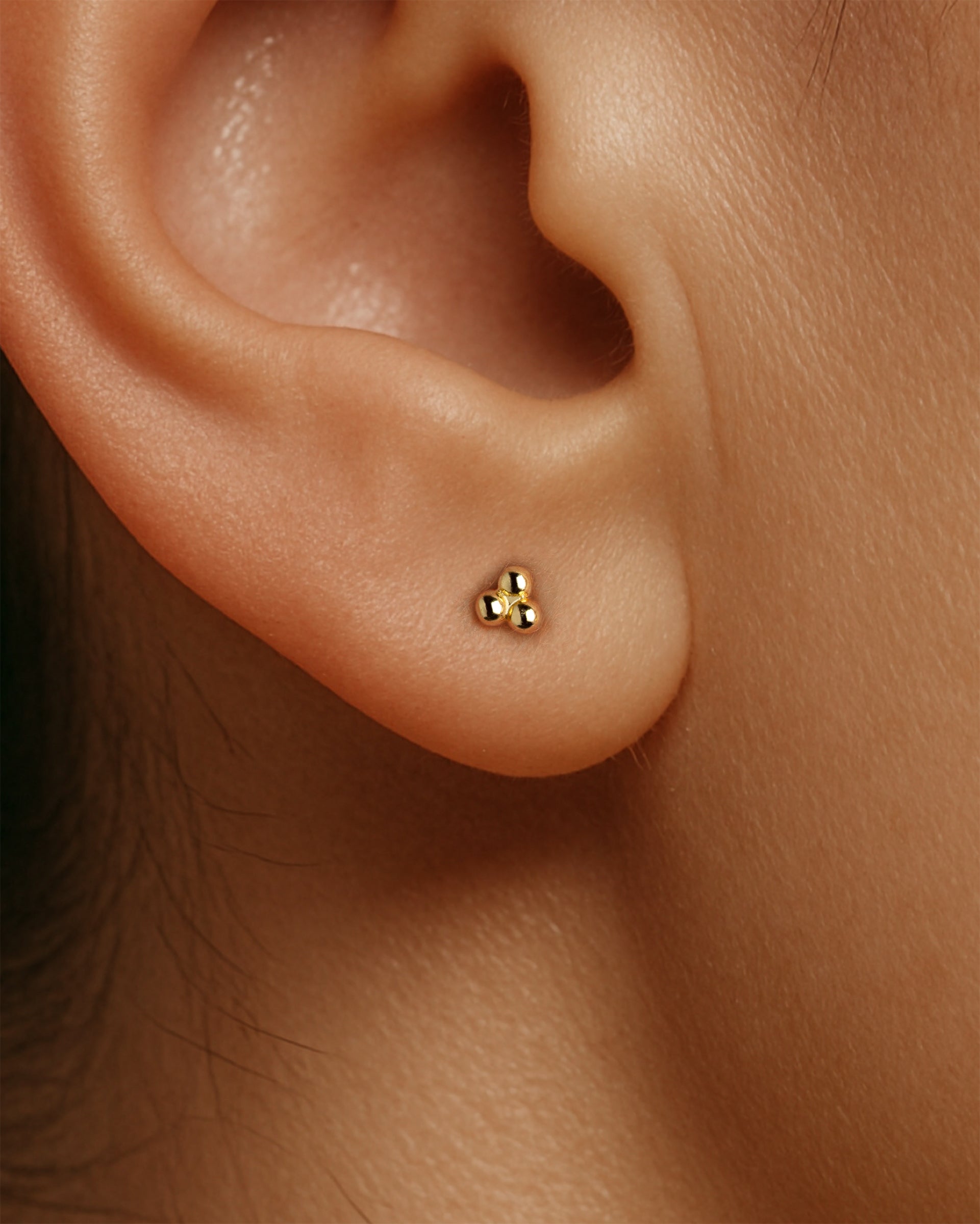 Trinity Ball Studs in Gold — alternate view