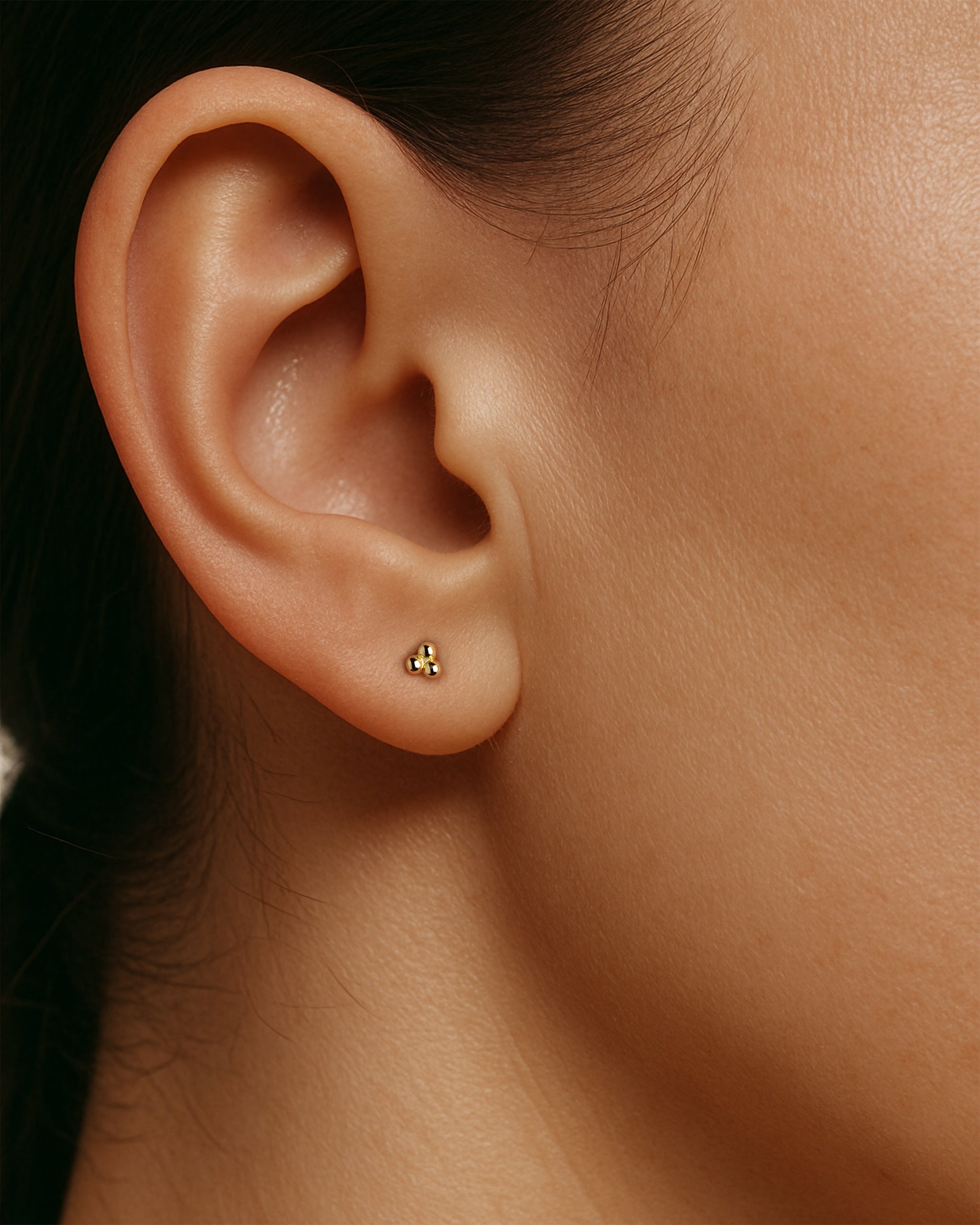 Trinity Ball Studs in Gold — alternate view