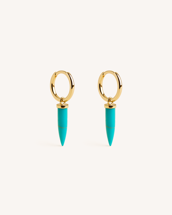 Turquoise Spike Huggie Hoops