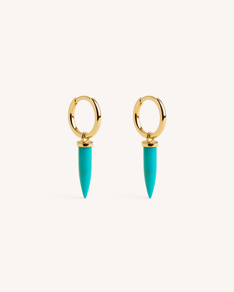 Turquoise Spike Huggie Hoops