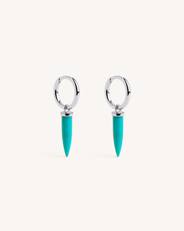 Turquoise Spike Huggie Hoops