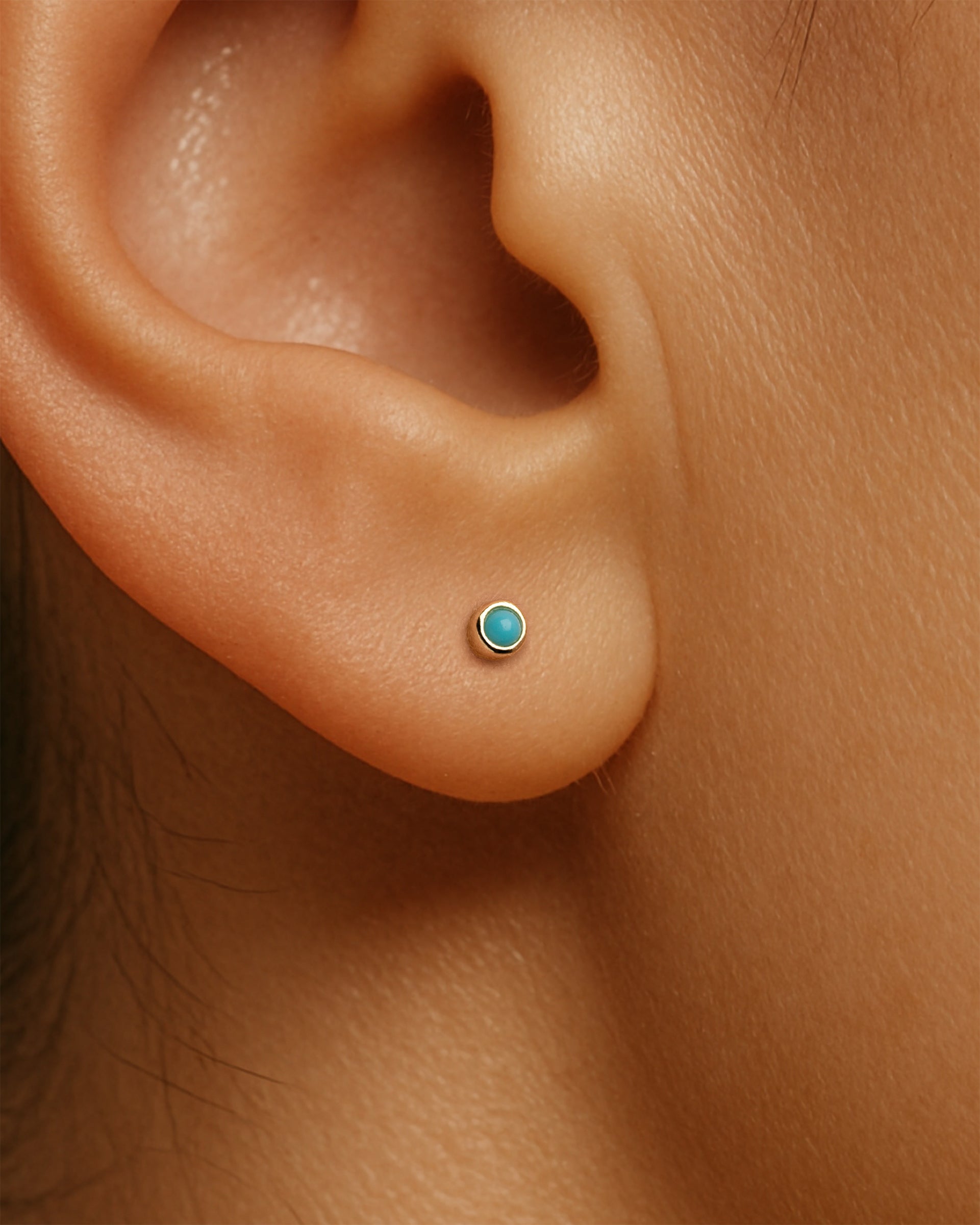 Turquoise Studs 2.5mm in Gold — alternate view
