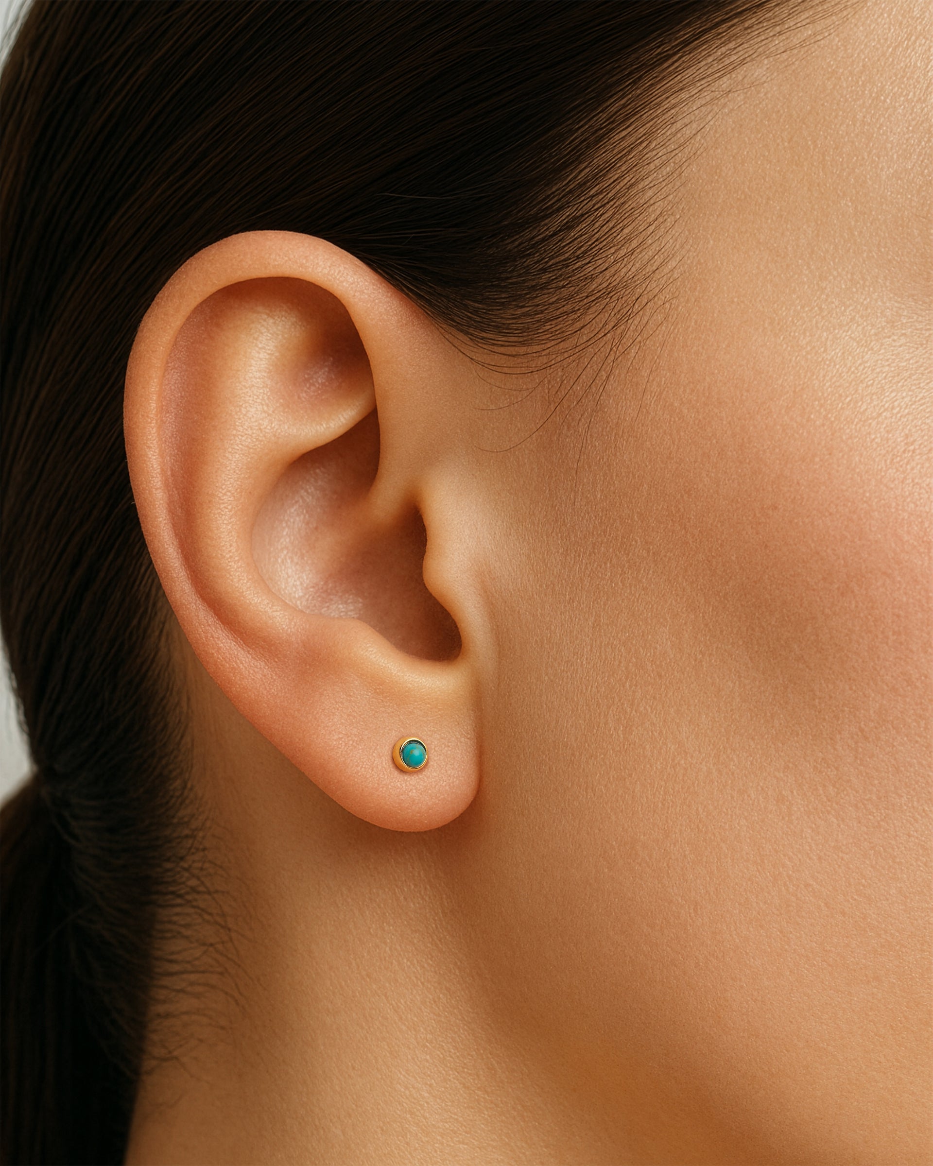 Turquoise Studs 4mm in Gold — alternate view