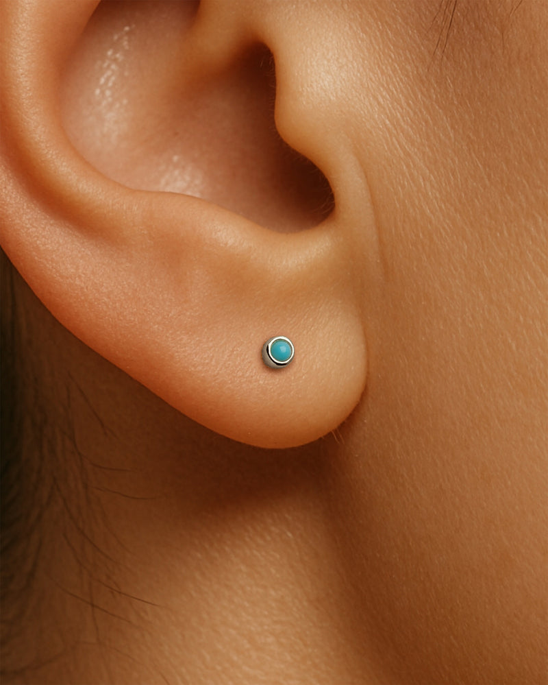 Turquoise Studs - 2mm