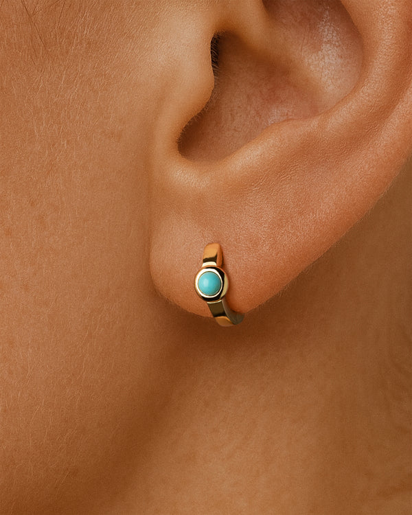Turquoise Huggie Hoops