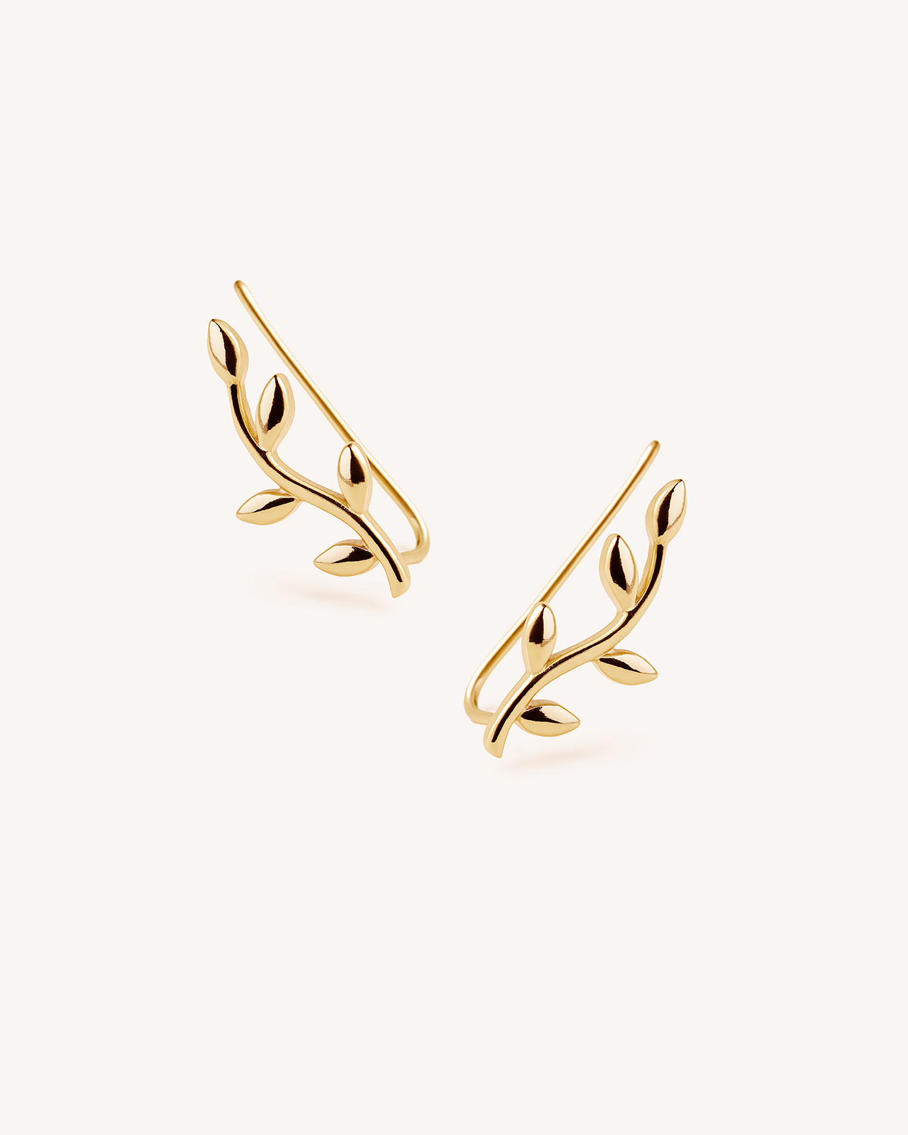 Leaf Ear Climber Earrings in Gold