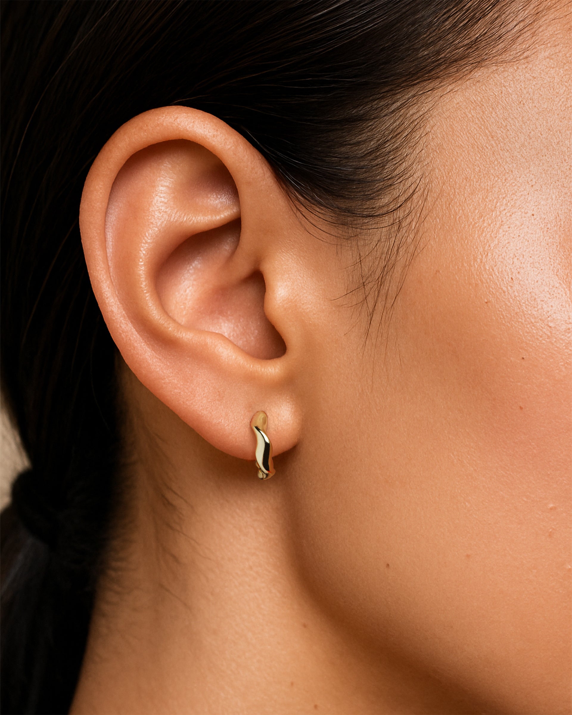 Wavy Hoops in Gold — alternate view