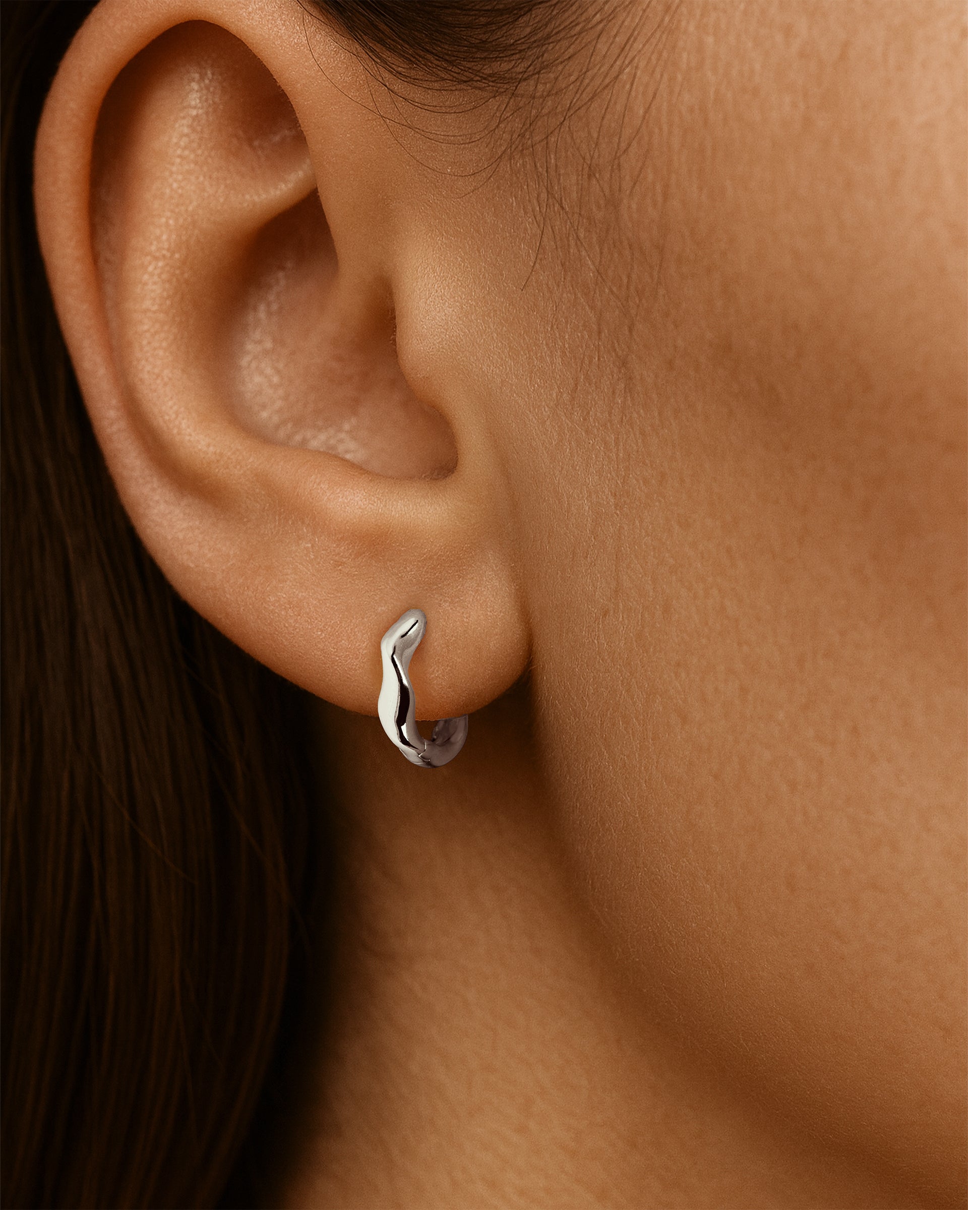 Wavy Hoops in Silver — alternate view