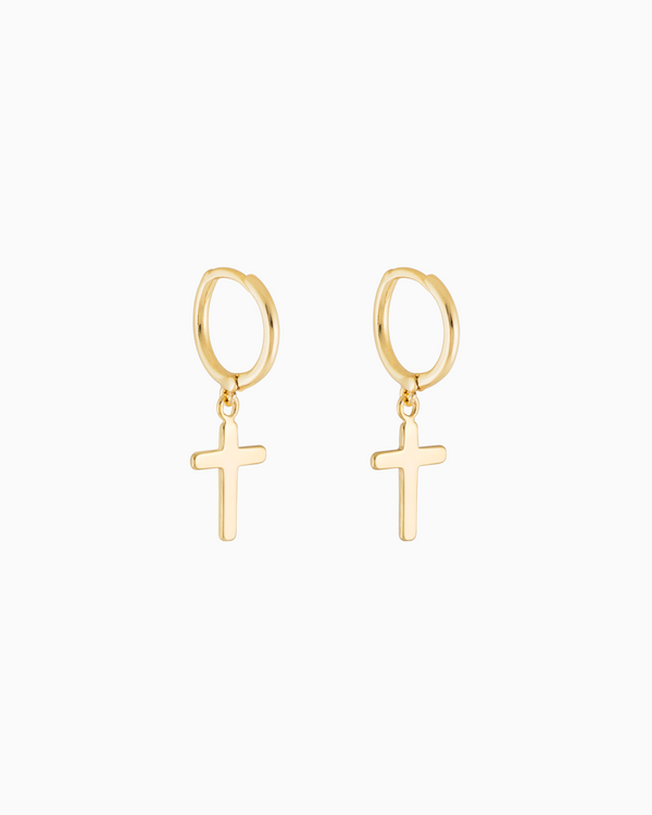 Cross Hoops Gold