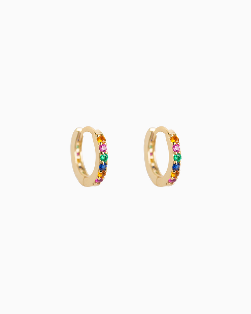 Rainbow Huggie Hoops Gold Plated over Sterling Silver