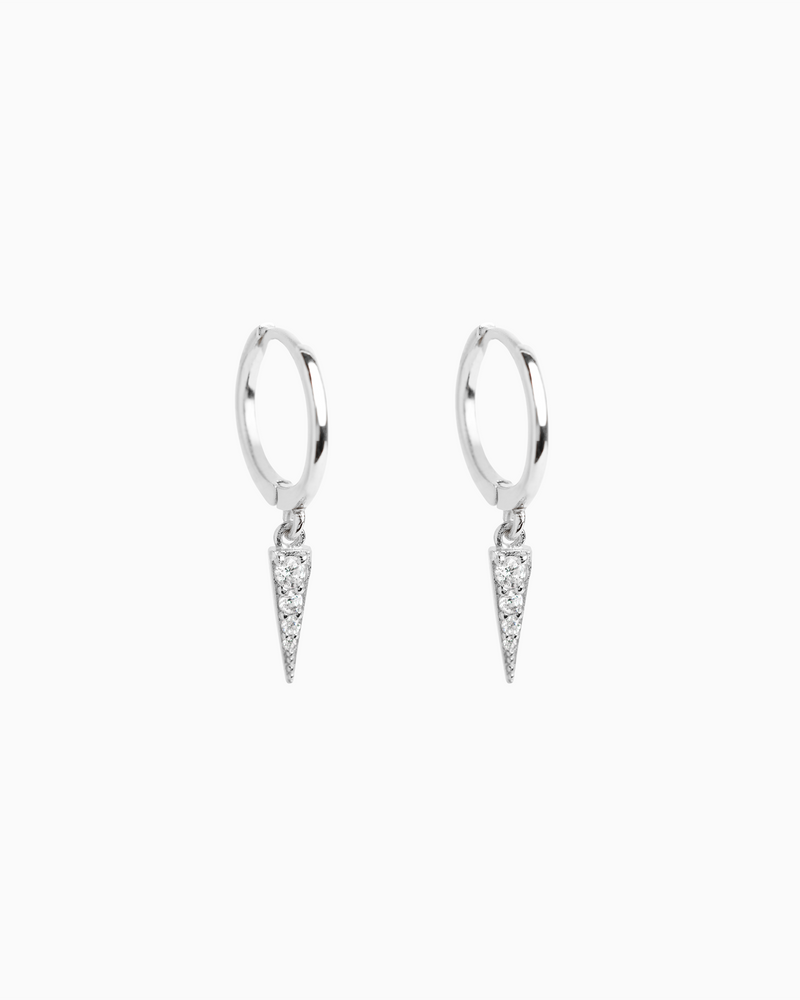 Pavé Triangle Hoops Sterling Silver