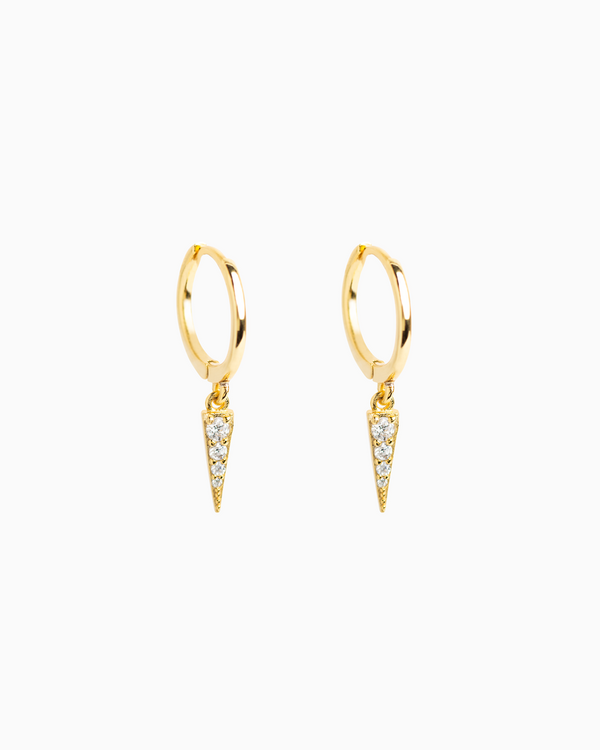 Pavé Triangle Hoops Gold Plated over Sterling Silver