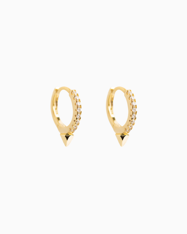Mini Spike Pavé Hoops Gold Plated over Sterling Silver