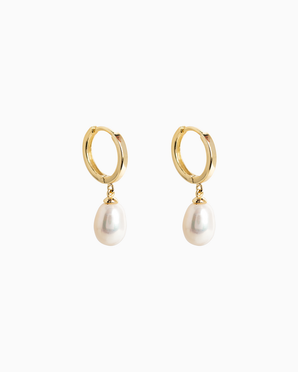 Pearl Hoops Gold Plated over Sterling Silver