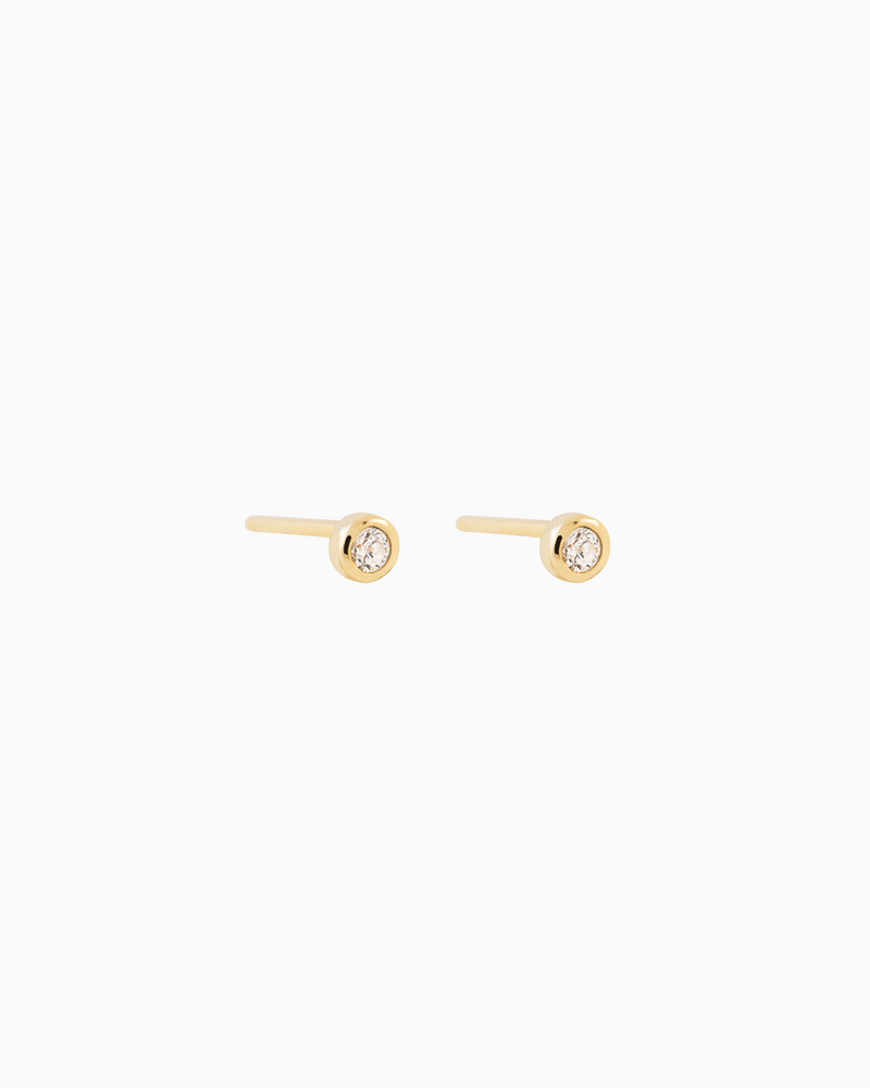 Mini Bezel Studs in Gold Plated over Sterling Silver