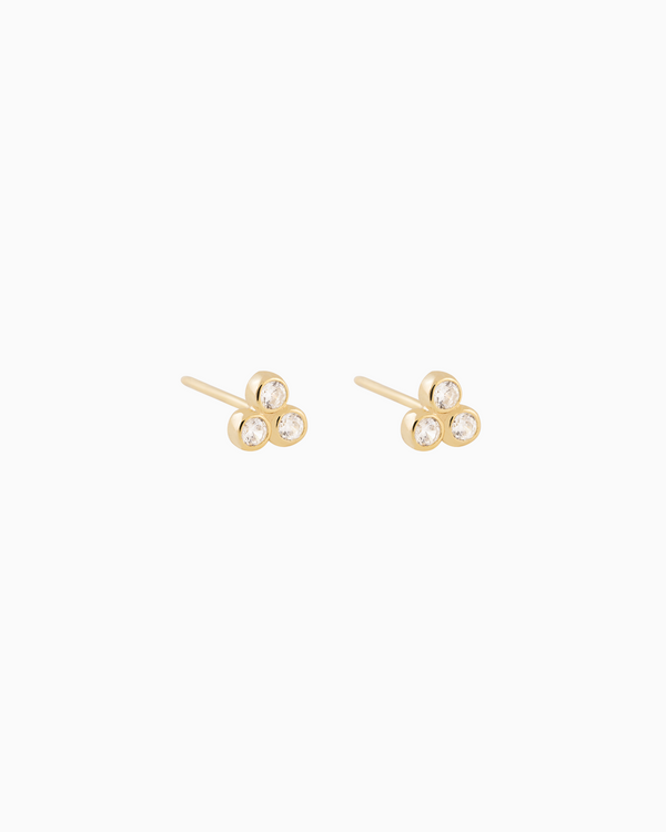 Trio Studs Gold Plated over Sterling Silver White Zirconia