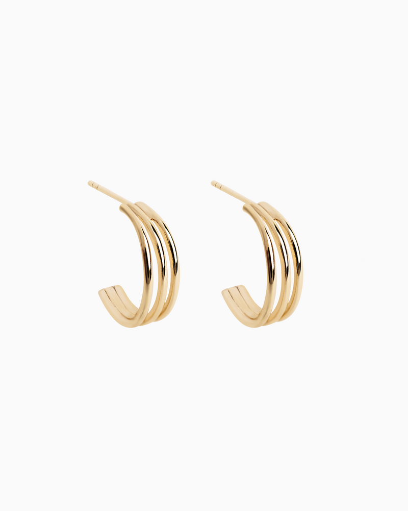 Triple Hoops Gold Plated over Sterling Silver